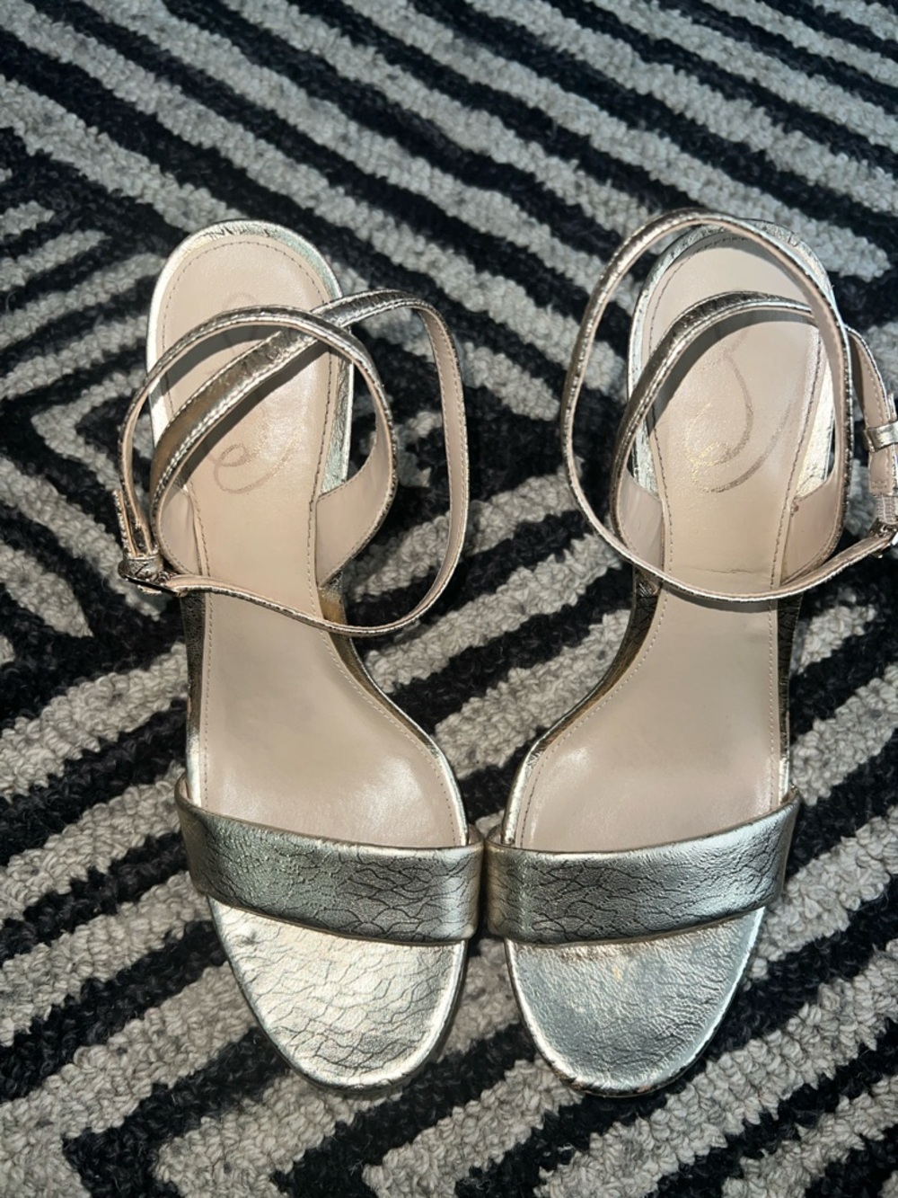 Sam Edelman Metallic Gold Ankle-Strap High Heels - Picture 4 of 5